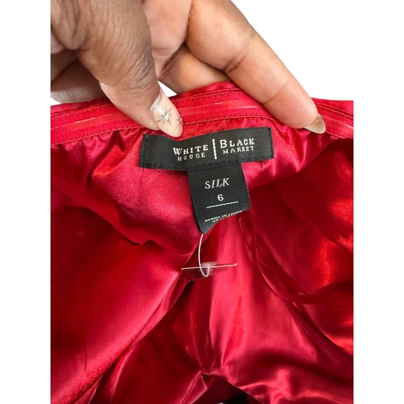 White House Black Market Halter Top Ruffle Front Silk Holiday Christmas Size 6 - Picture 2 of 11